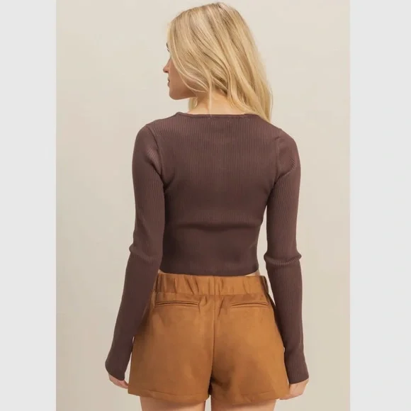 Button-Up Ribbed Knit Top- nwt - Picture 3 of 5